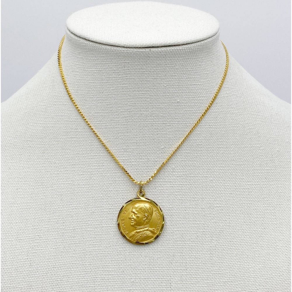 Pope Paul VI Vintage Catholic Medal Pendant Necklace